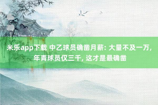 米乐app下载 中乙球员确凿月薪: 大量不及一万, 年青球员仅三千, 这才是最确凿